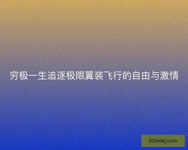 穷极一生追逐极限翼装飞行的自由与激情